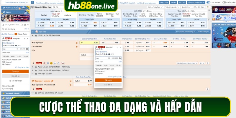 Cược thể thao trực tuyến thu hút với đa dạng bộ môn